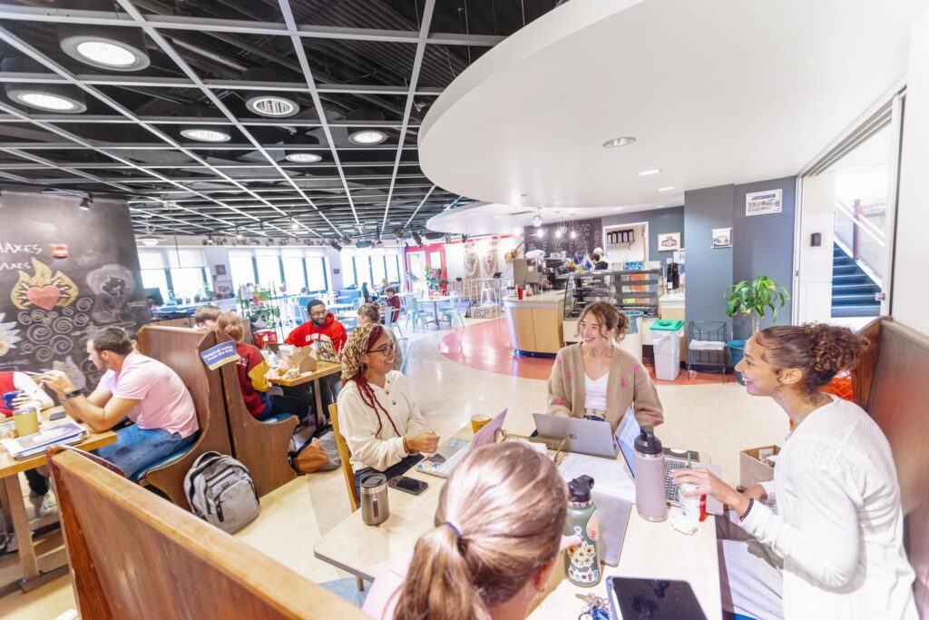 students in a coffee shop